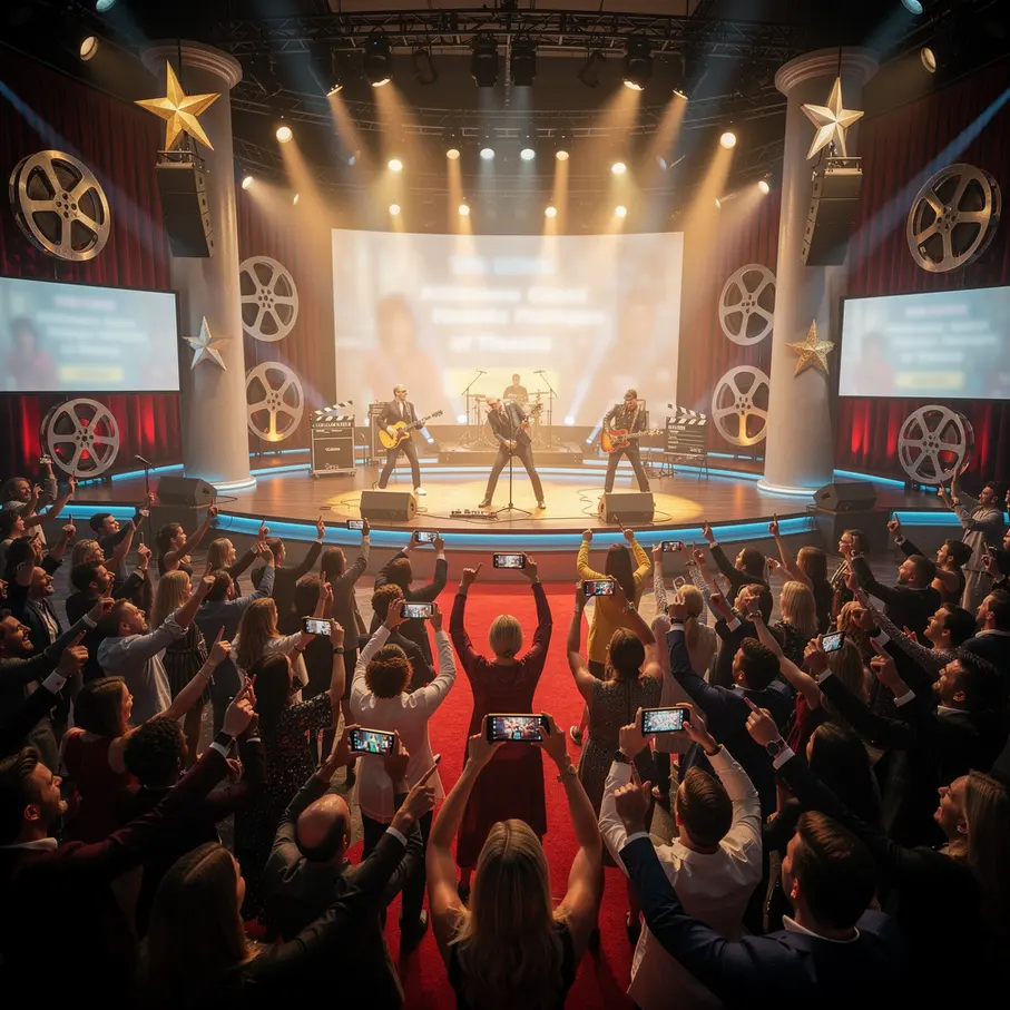 Interactive live movie music + phone trivia: the Hollywood Groove wedding solution